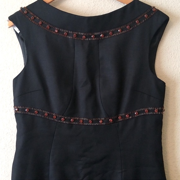 Boden Black Sleeveless Sheath Dress Embellished with Gold Orange Gems - Picture 3 of 9